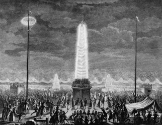 French Revolution: Festivals and illuminations at the Champs-Élysées in Paris on July 18