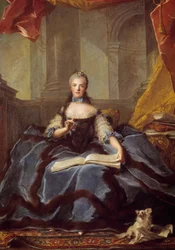 Portrait of Marie Adélaïde of France, Known as Madame Adélaïde (1732-1799), Daughter of Louis XV the Well-Beloved and Marie Leszczyńska, Depicted in 1758 in Court Dress, Holding a Book of Music. Painting by Jean-Marc Nattier (1685-1766), 1758