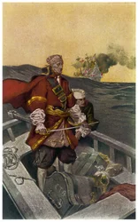 Portrait of the Welsh pirate and buccaneer Henry Morgan (1635-1688) Illustration by J N Marchand from 