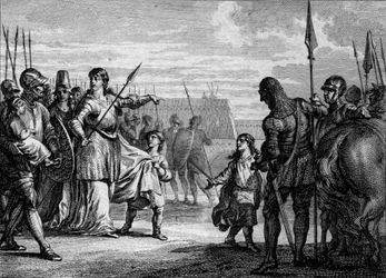 Charles Martel sent to prison, 714. Engraving by Jean Michel Moreau