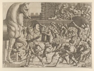 The Trojans Bring the Wooden Horse into Their City