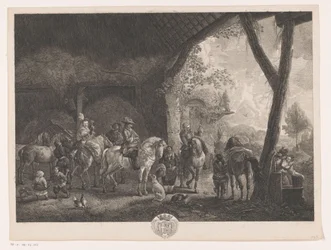 Hunting Party Departing from a Stable (Prints After Paintings by Philips Wouwerman)