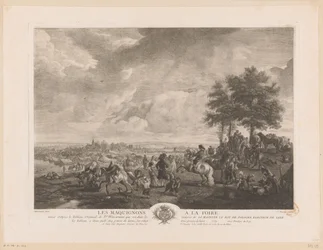 Landscape with Horse Traders at a Market (series title: Prints after Paintings by Philips Wouwerman)