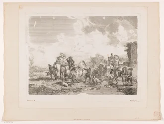Resting Hunting Party by a Fountain (La Fontaine de Venus) (Prints after Paintings by Philips Wouwerman series) (Oeuvres de Ph.pe Wouwermans Hollandois series)