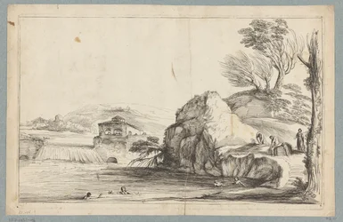 Landscape with Swimmers by a Small Waterfall (series title)