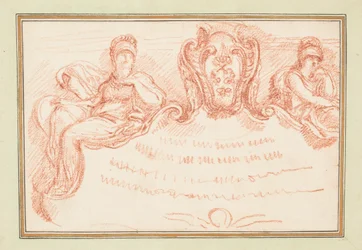 Ceiling Detail with Two Seated Figures and Escutcheon