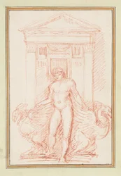 Doorway with Nude Figure and Winged Creatures
