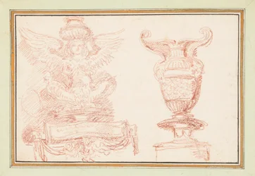 Ornamental Detail with Winged Figure and Vase