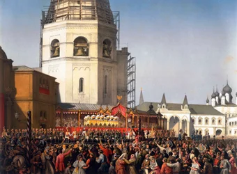 Procession after the coronation of Tsar Alexander II of Russia, Moscow, 1856.