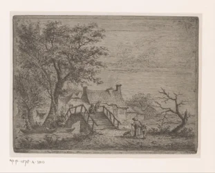 Landscape with Wooden Bridge Over a River
