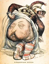 The Immorbid Albion - Edward VII (Cartoon by Jean Veber on the Boer War - 