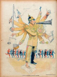 William II (1859-1941) (Kaiser Wilhelm II, German emperor and King of Prussia) - the man orchestra of the European concert - caricature in “Le Rire” of 26 November 1898 - caricature by Jean Veber (1864-1928) - issue dedicated to William II (1859-1941)