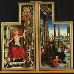Polyptych of the Glorification of the Holy Trinity, panels depicting Christ Enthroned and the Virgin