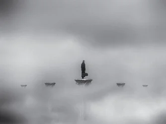 Lone Traveler in Mist