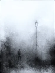 Lonely Figure Under Lamp