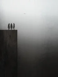 Three Silhouettes Misty Horizon