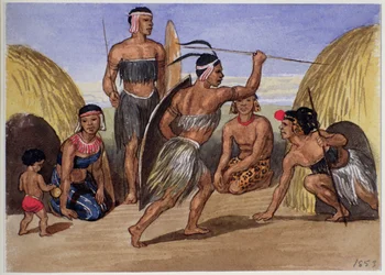 Zulus dancing in London, 1853