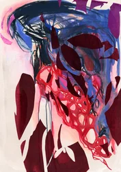 Crimson Indigo Abstract Flow