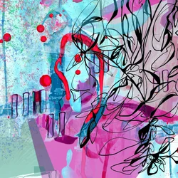 Vibrant Pink Blue Abstract