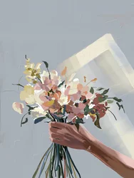 Hand Holding Pastel Flowers