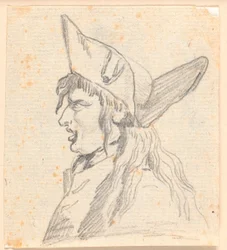 A Shouting Man (a Swiss?) with a Triangular Hat