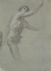 Model Seen from the Front, Kneeling on Right Knee; Not Fully Drawn