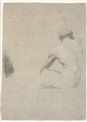 Model Sitting, Seen from the Back, Not Fully Drawn