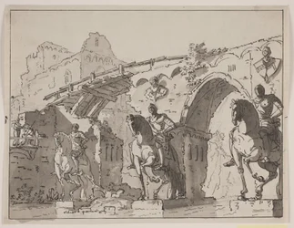 Fantastic Bridge with Equestrian Statues