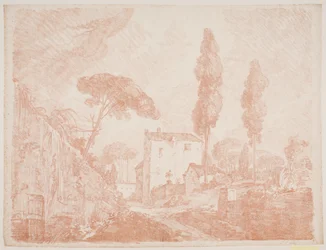 Italian Fantasy Landscape with Trees and Houses