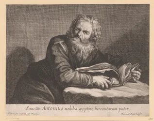 St. Anthony with a Book (title on object: Sanctus Antonius nobilis oegiptins, heremitarum pater)