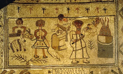 Detail of the mosaic floor depicting the binding of Isaac