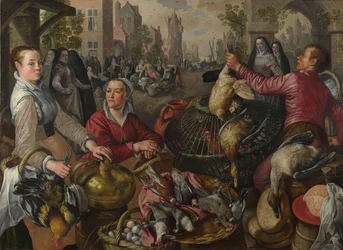 The Four Elements: A Poultry Stall in a Town with the Prodigal Son Beyond - an Allegory of Air