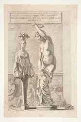 A Statue and Female Herm Carrying Vases and Fruit