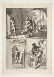 Unknown Religious Subject; A Statue of a Putto in a Niche and a Statue of a Faun in a Landscape