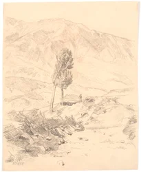 Italian Mountain Landscape with Two Trees
