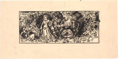 Princess Leading a Black Horse to a Seated Knight in the Forest