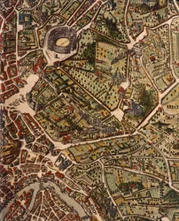 Map of Rome, by Joan Blaeu (1596-1673), print from Theatrum Civitatum et Admirandorum Italiae, ad Aevi Veteris et Praesentis Temporis Faciem Expressum, Italy