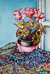 Cyclamen with Patterned Fabrics, 1999