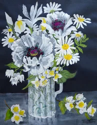 White Poppies, Marguerites and Philadelphus