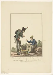 Standing Soldier with a Seated Apple Seller