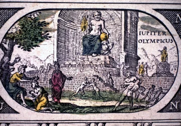 Representation of the Seven Wonders of Antiquity: The Statue of Jupiter by Phidias in 