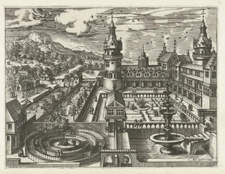 Castle with maze and fountain