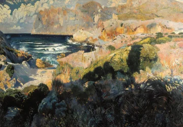 Cove of Sant Vicenc, Painting by Joaquim Mir i Trinxet