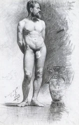 Academic Male Nude with a Grecian Urn