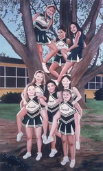 Jesuit Cheerleaders in a Tree