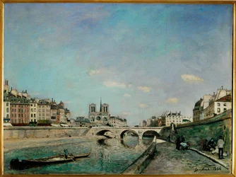 The Seine and Notre-Dame of Paris, View from Quai des Grands Augustins with Pont Saint Michel