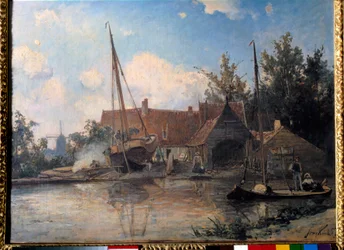 Dutch Landscape with a Big Boat Caulking