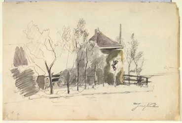 Haywagon in a Farmyard (recto); View of a Farm (verso)