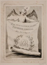 Title Copperplate with an Angel Holding a Large Paper