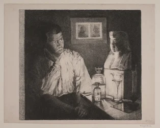 A Man Observing a Bust
